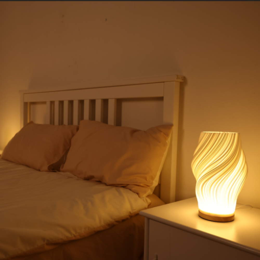 Wave Wood Table Lamp